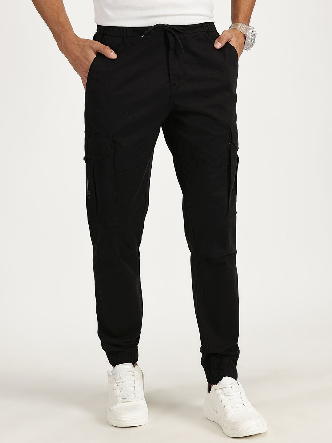 RAVINIK Men Smart High-Rise Regular Fit Pure Cotton Cargos Joggers