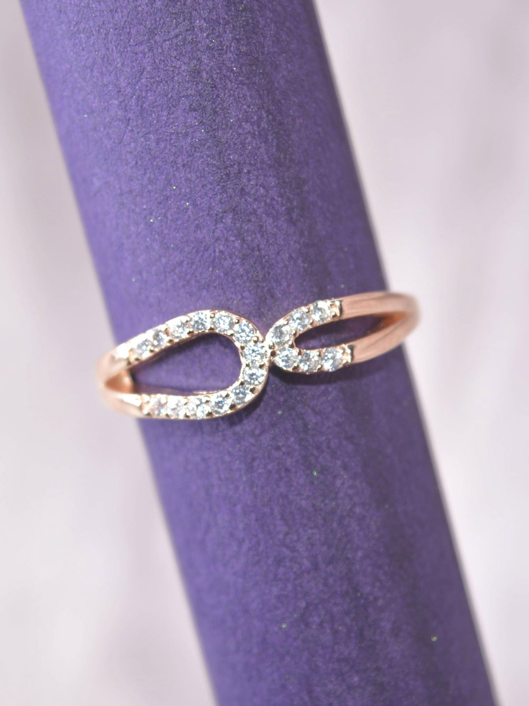 Luxevogue Curves of Elegance 925 Sterling Silver Rose Gold-Plated Finger Ring