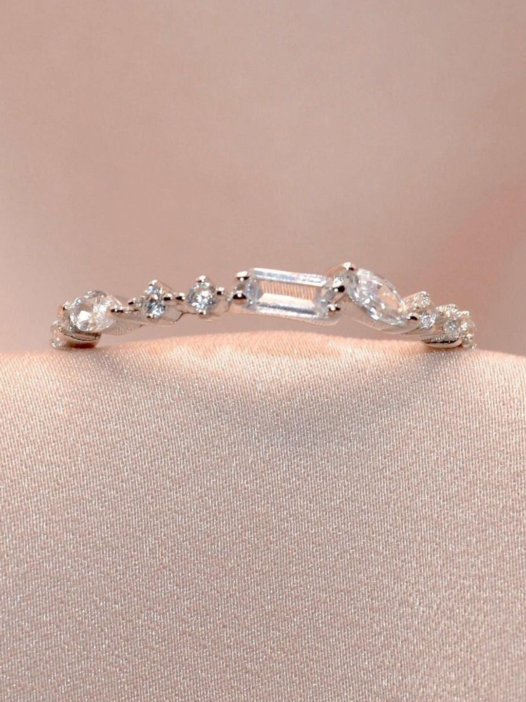 Luxevogue Band Like Diamond Shine Rhodium-Plated Sterling Silver Cubic Zirconia Ring