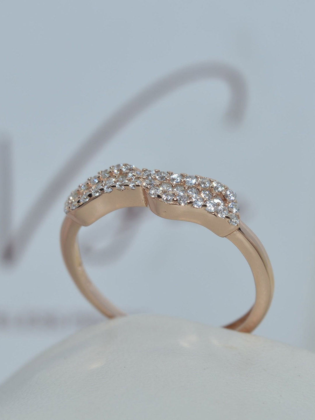 Luxevogue Diamond Band Rose Gold-Plated Sterling Silver Cubic Zirconia Ring