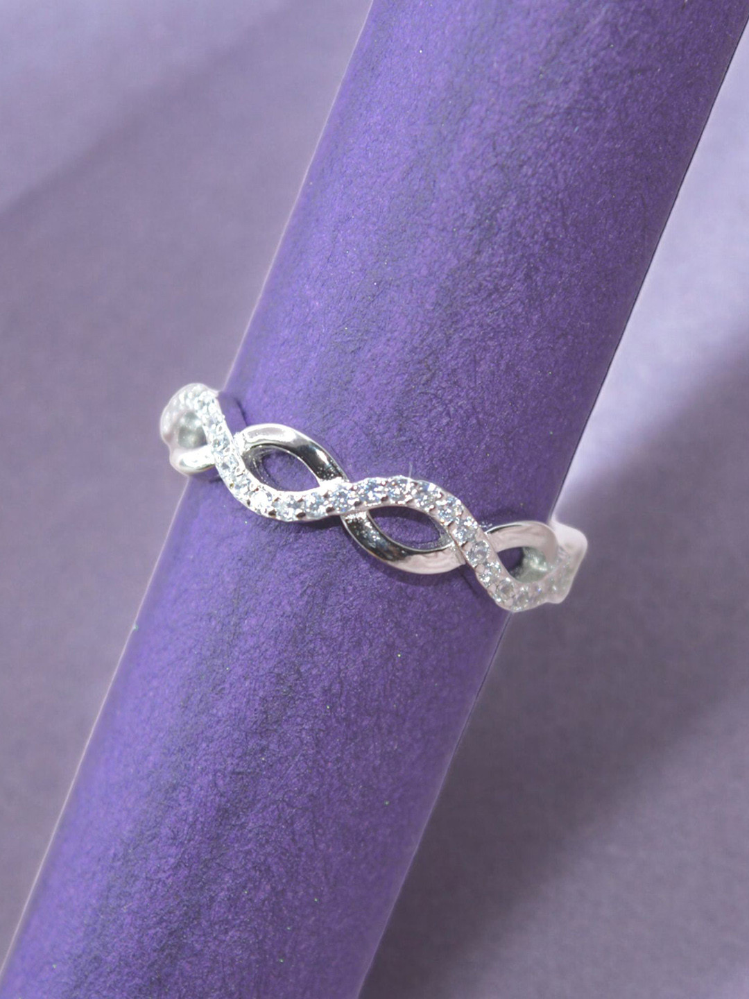 Luxevogue Crossover Brilliance 925 Sterling Silver Rhodium-Plated Cubic Zirconia Ring