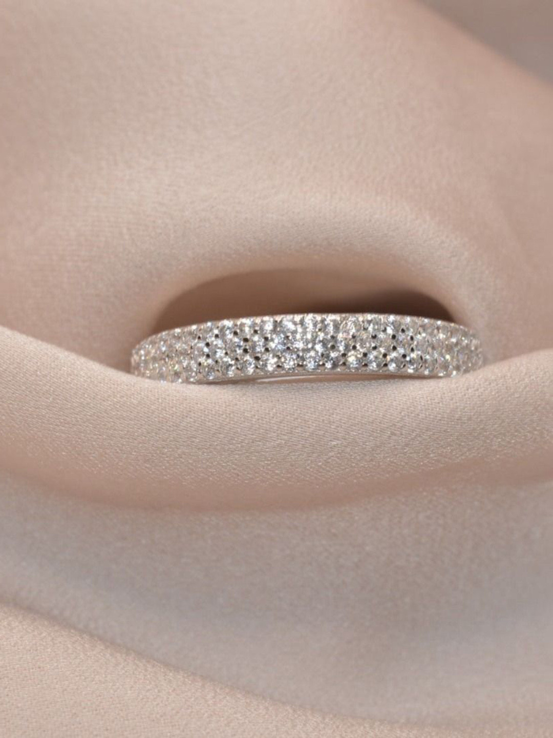 Luxevogue Tiny Gems 925 Sterling Silver Rhodium Plated CZ Studded Ring