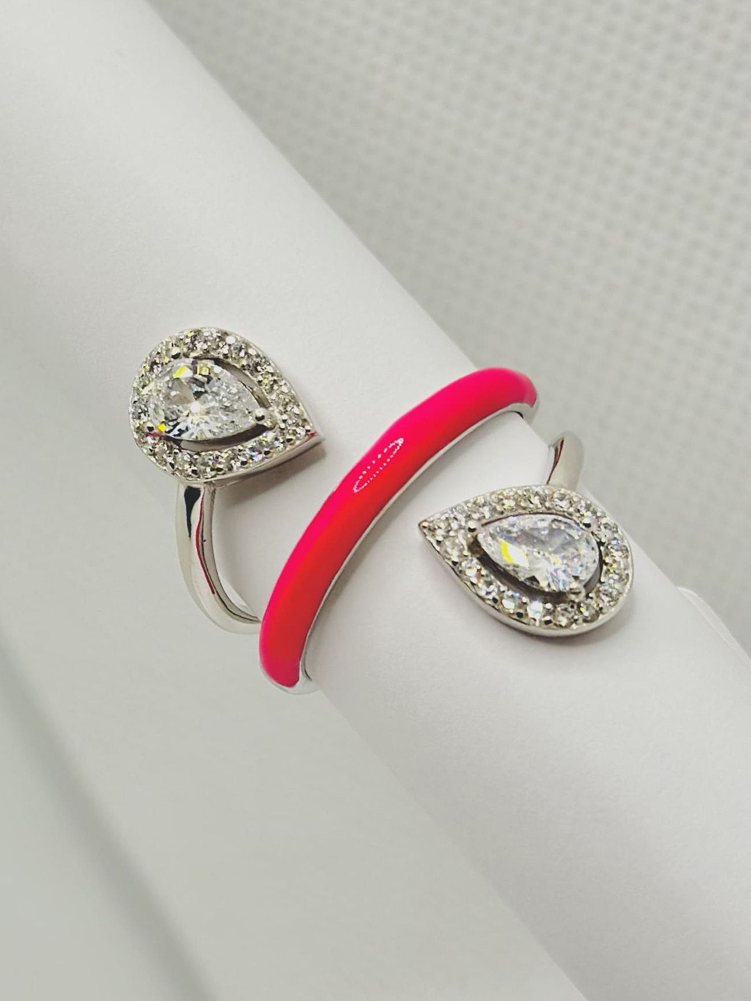 Luxevogue Enchanting Bliss 925 Sterling Silver Rhodium Plated CZ Studded Ring