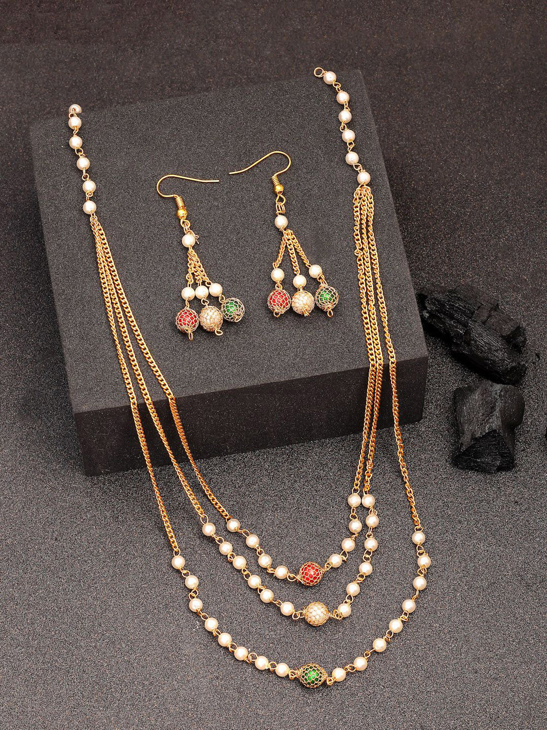 NVR Women Multi color Gold-Plated Artificial Beads Jewellery Set