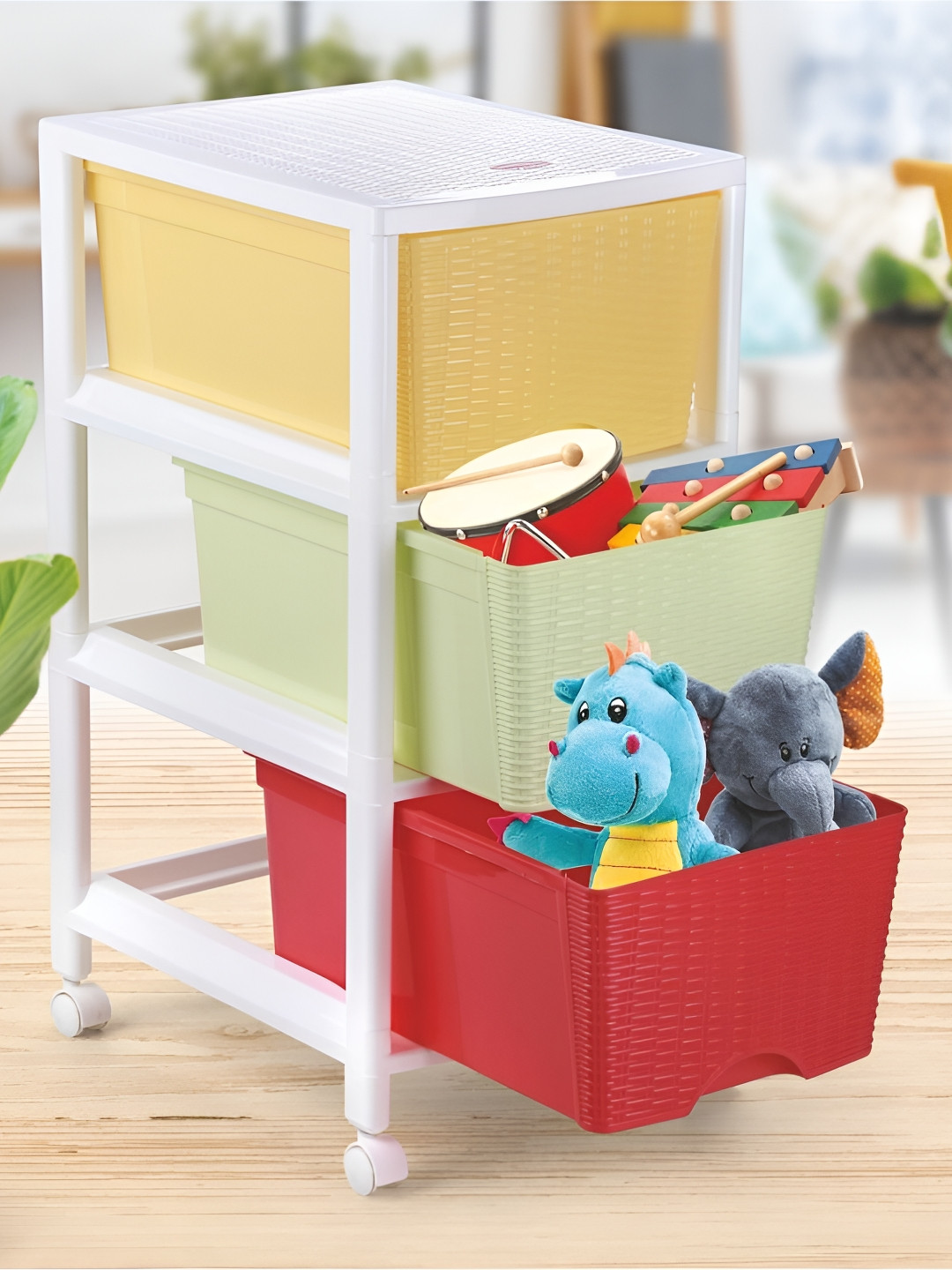 Nayasa Cane Carnival Tuckins 3 Drawers Multi-Compartment Storage Organizer