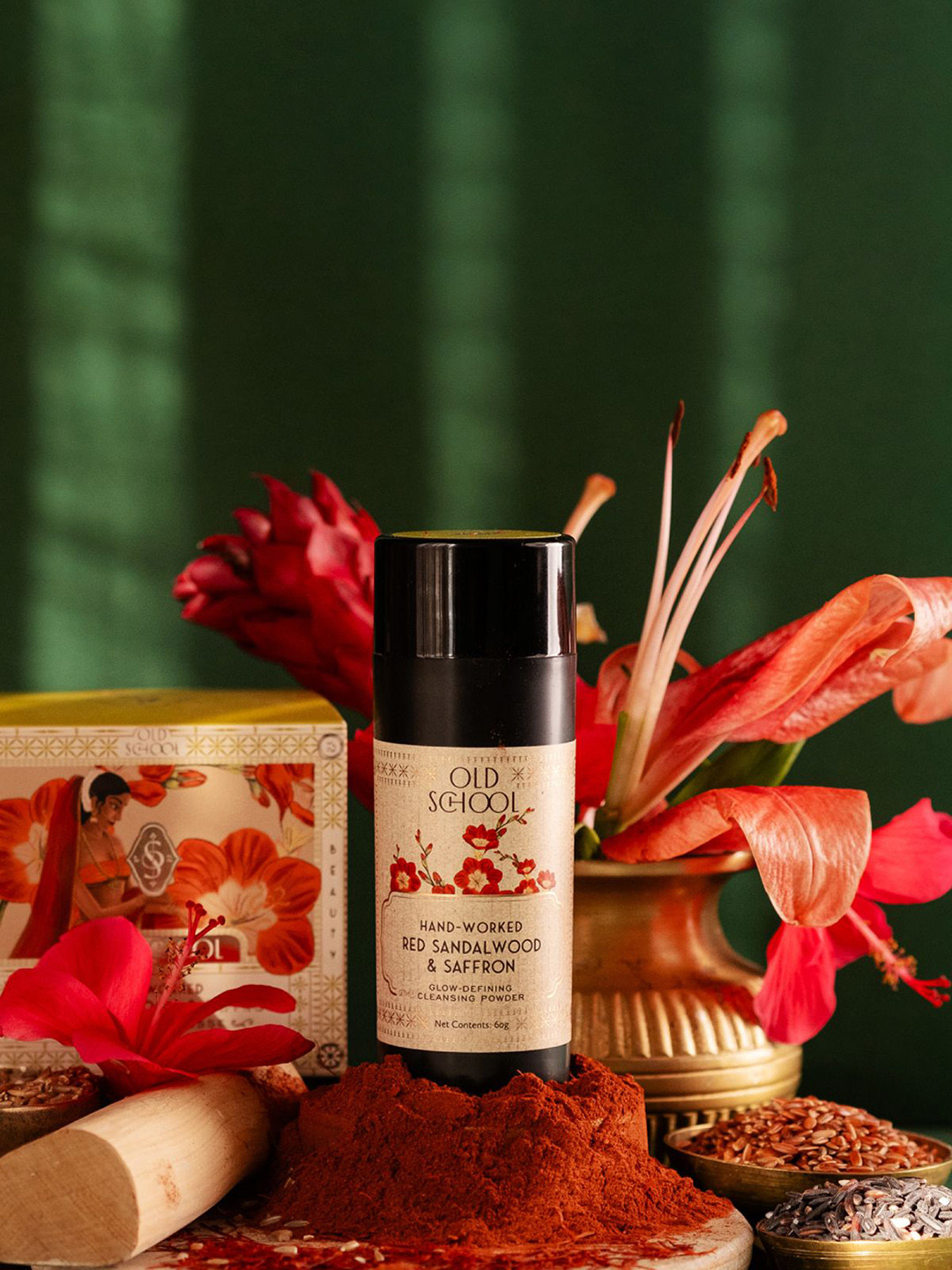 Old School Hand-Worked Red Sandalwood & Saffron Glow-Defining Cleansing Powder - 60 g