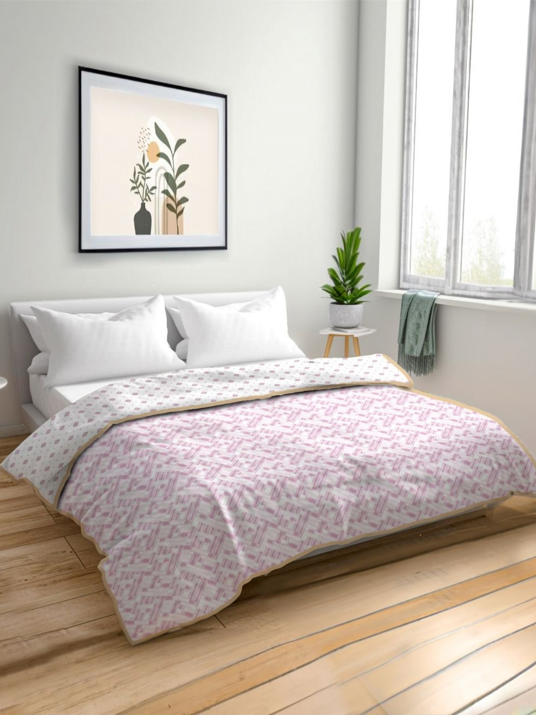 MAYFAIR HOMES LONDON Pink Printed Cotton AC Room 120 GSM Double Reversible Bed Dohar