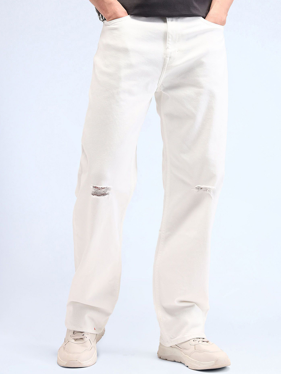 Flying Machine Men Cobain 90's Relaxed Fit Slash Knee Stretchable Jeans
