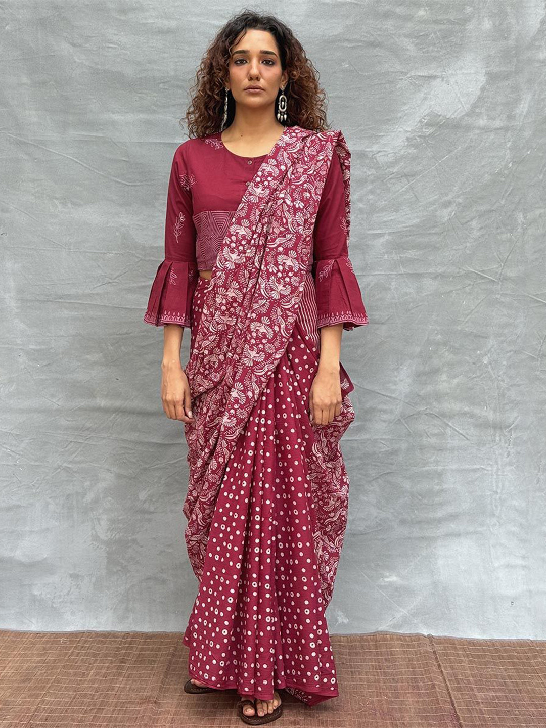 Chidiyaa Soil Meadow Block Printed Cotton Blouse