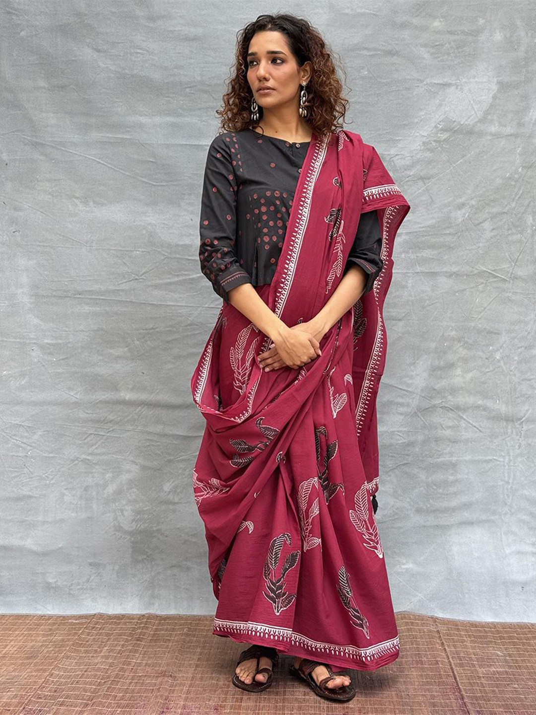 Chidiyaa Soil Fields of Feathers Block Printed Cotton Blouse