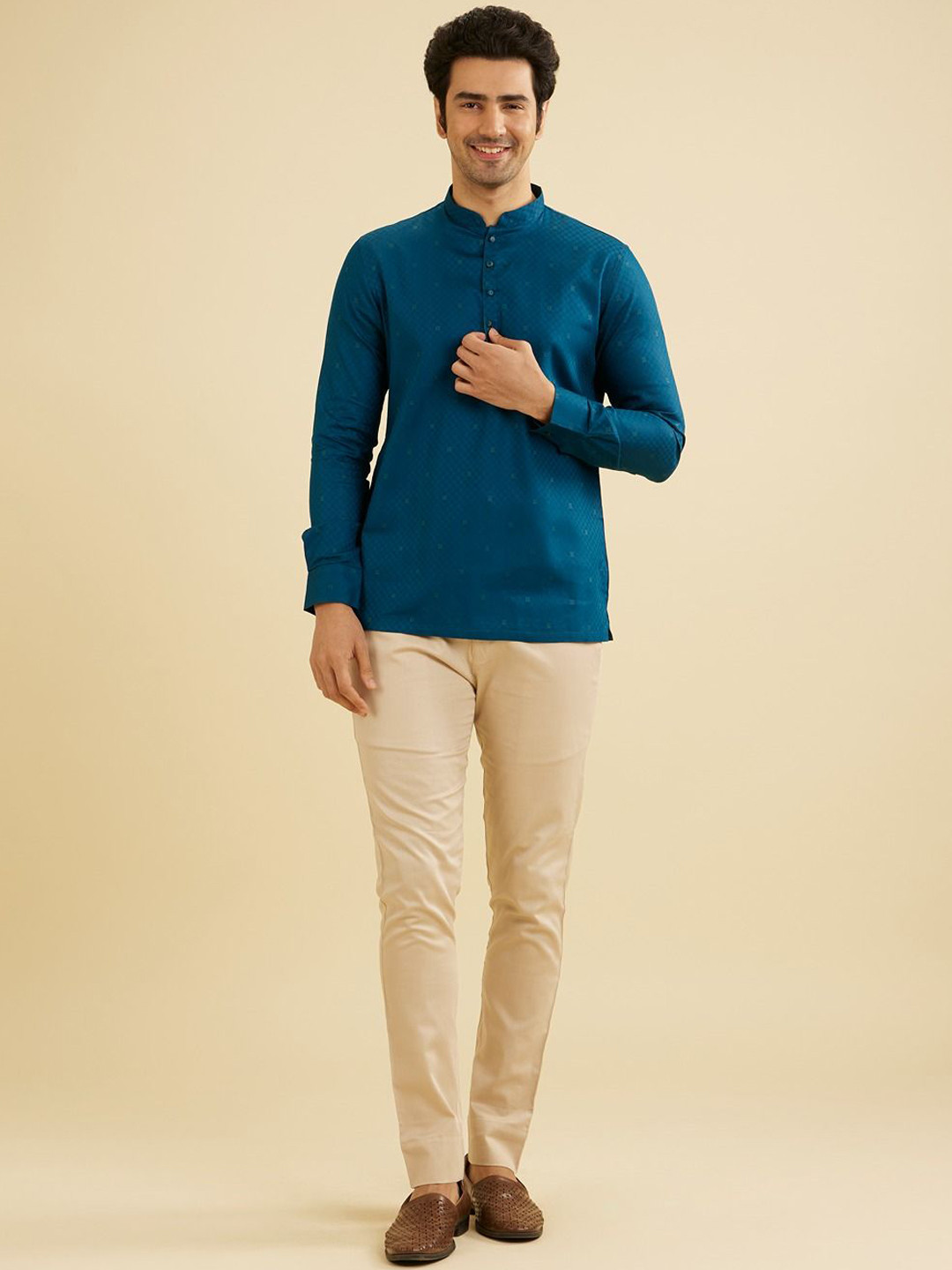 Manyavar Men Self Design Short Kurta