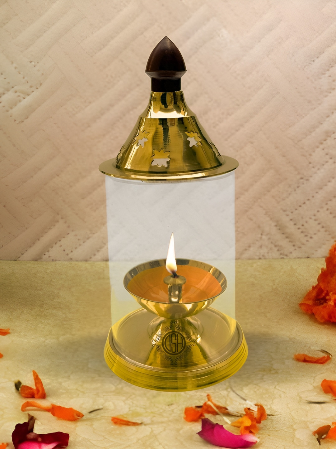 DSH Crafting Your Curiosity Gold-Toned Brass Diya With Lid Pooja Essentials