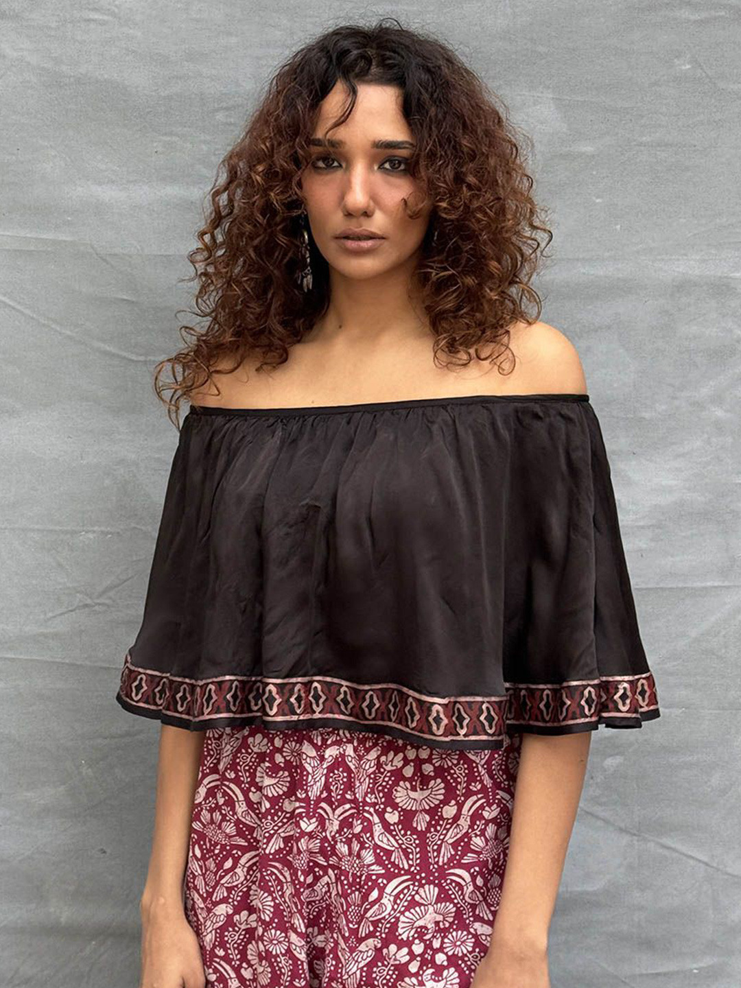 Chidiyaa Gypsy Heart Sky Meets Soil Blockprinted Cotton Top