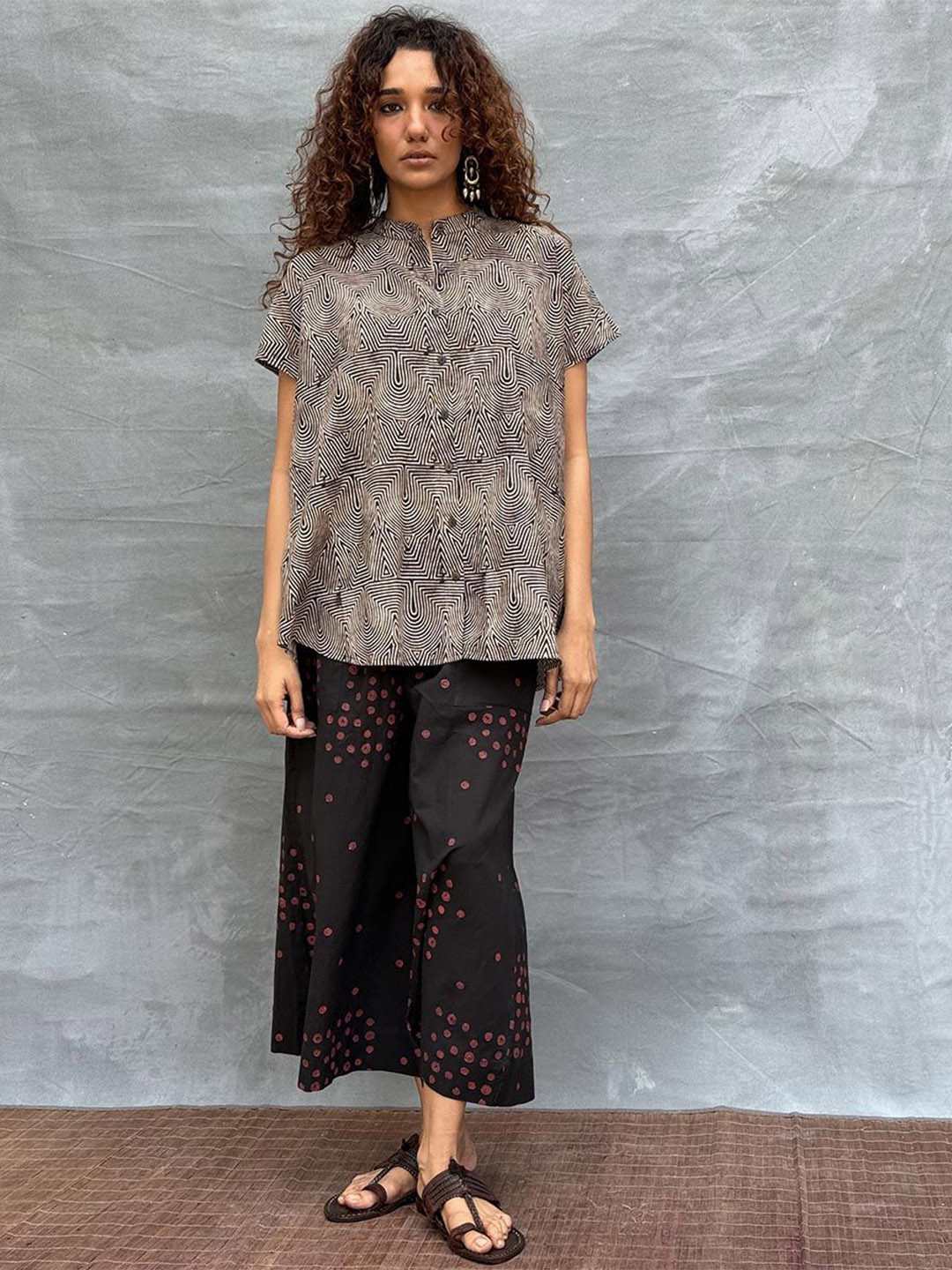 Chidiyaa Soil Amber Horizon Blockprinted Cotton Top
