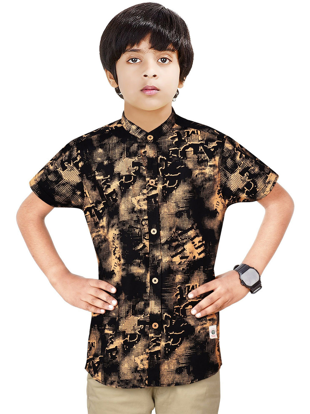 MADE IN THE SHADE Boys Spread Collar Abstract Printed Cotton Casual Shirt