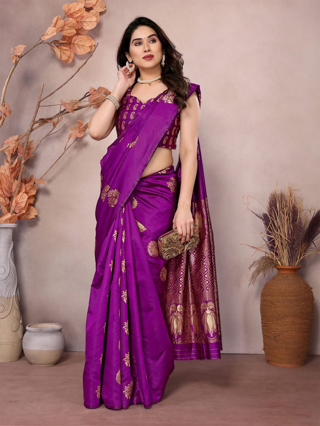 DIKONA DESIGNER Ethnic Motifs Zari Kanjeevaram Saree