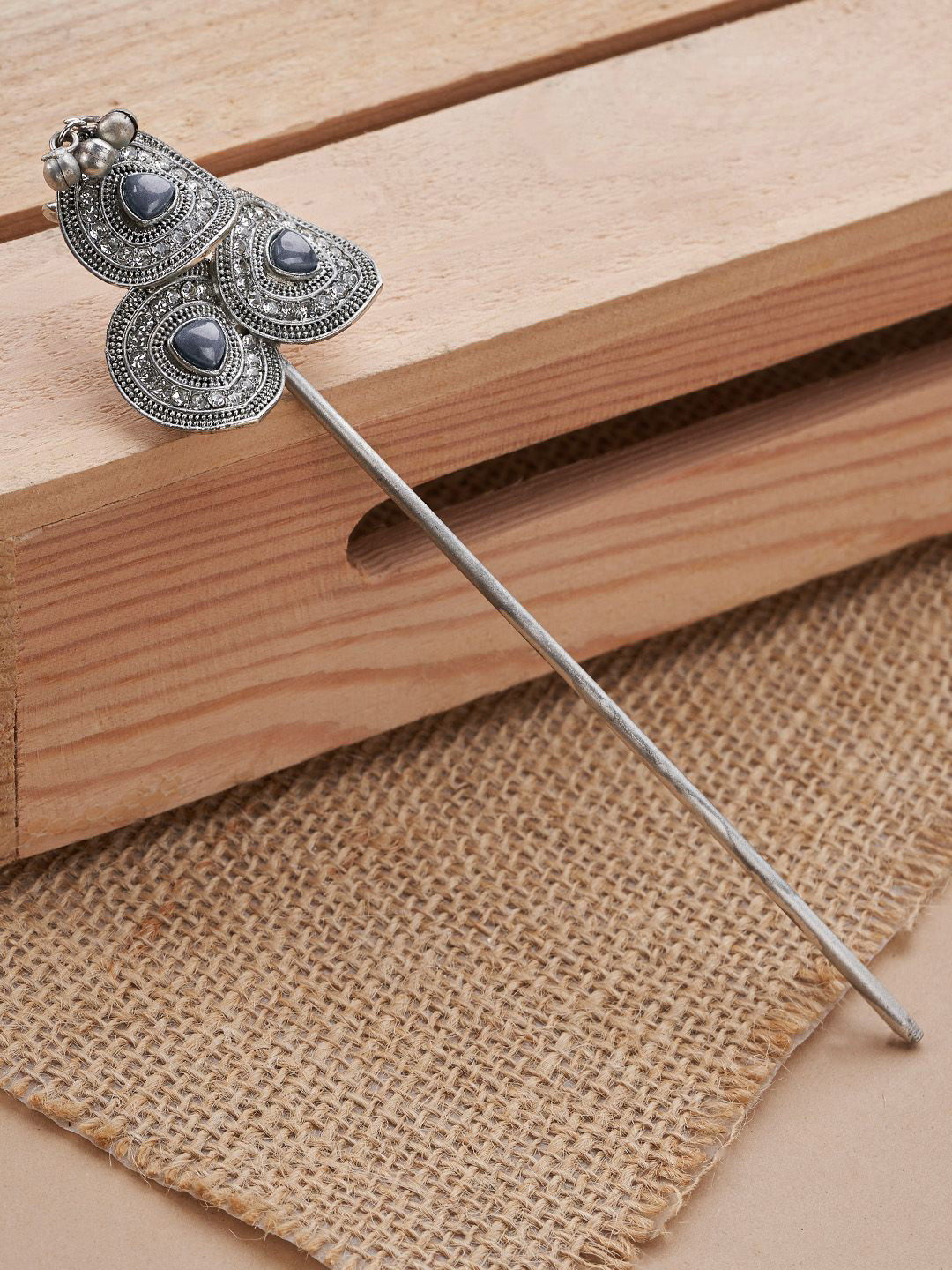 TEEJH Women Abhipsha Silver Grey Hair Pin