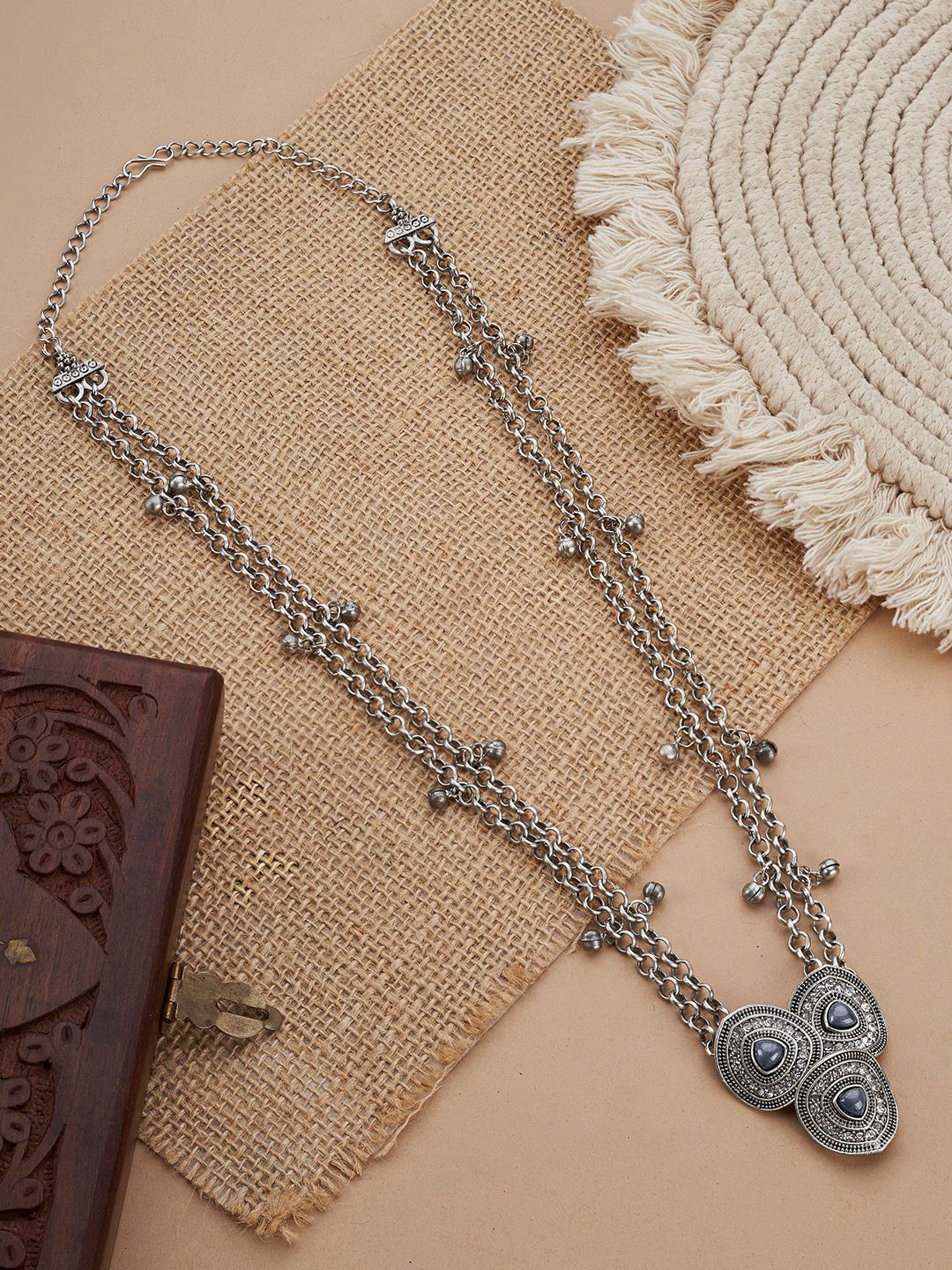 TEEJH Anaira Silver-Plated Oxidised Necklace