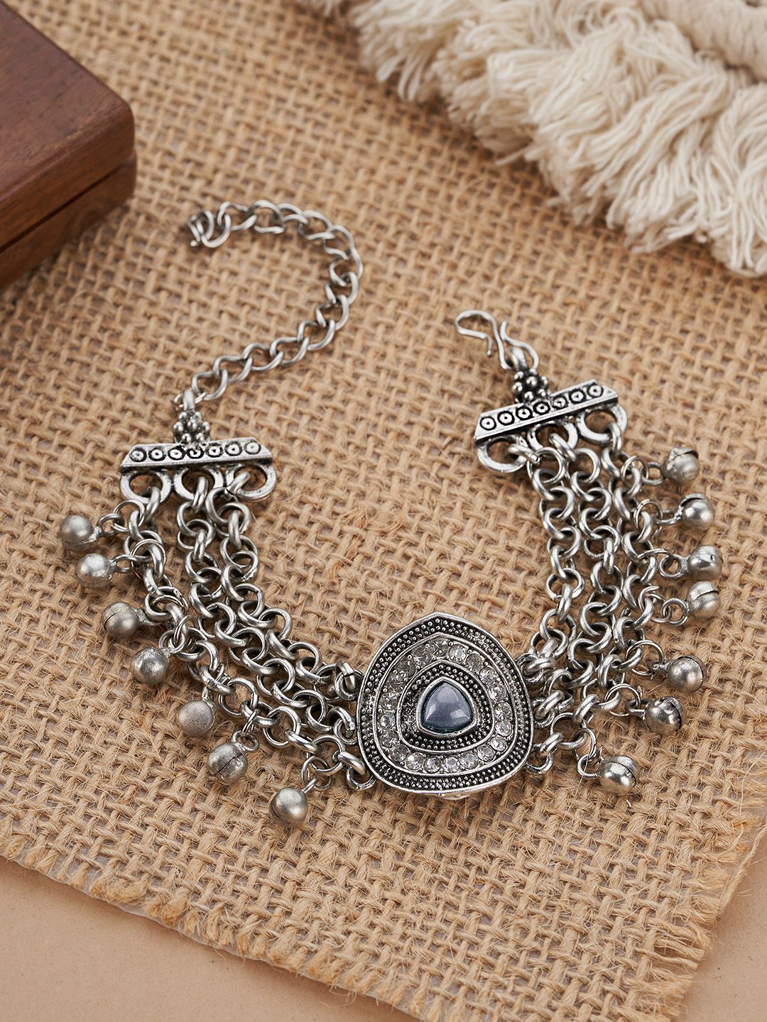 TEEJH Mitoshi Oxidised Silver-Plated Charm Bracelet