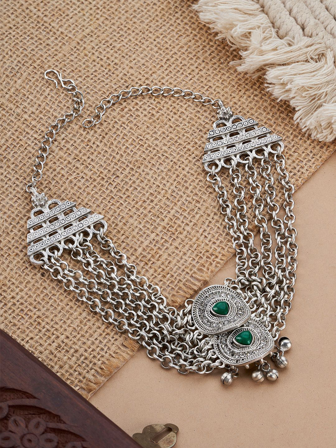 TEEJH Vaishnavi Silver-Plated Oxidised Necklace