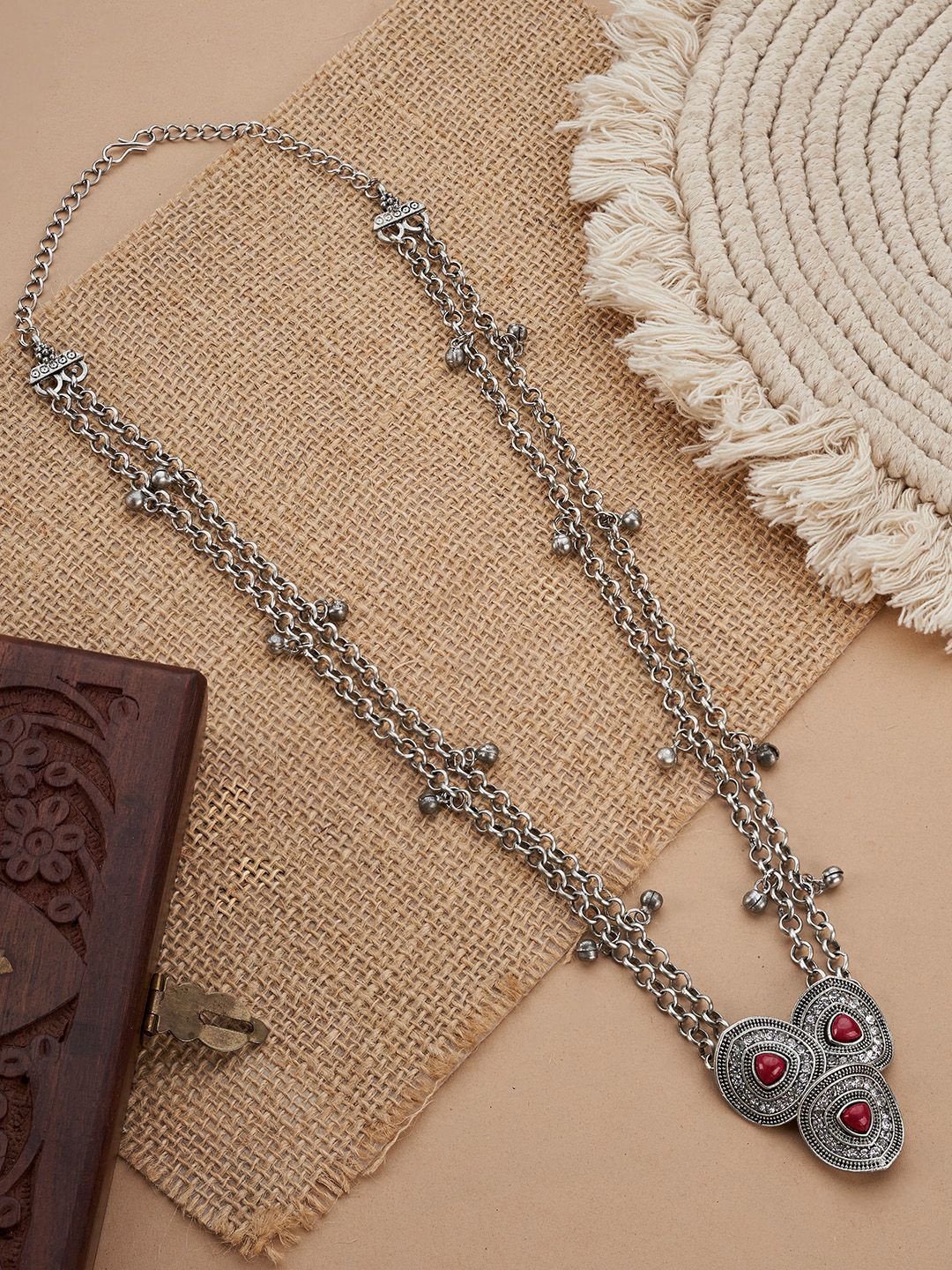 TEEJH Vyomini Silver-Plated Oxidised Necklace