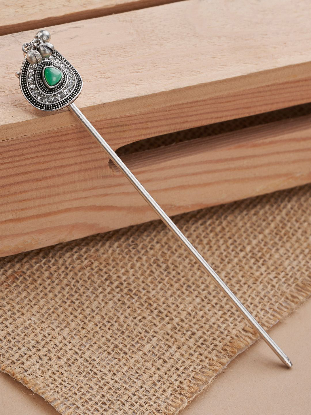 TEEJH Women Sonakshi Silver Turquoise Hair Pin