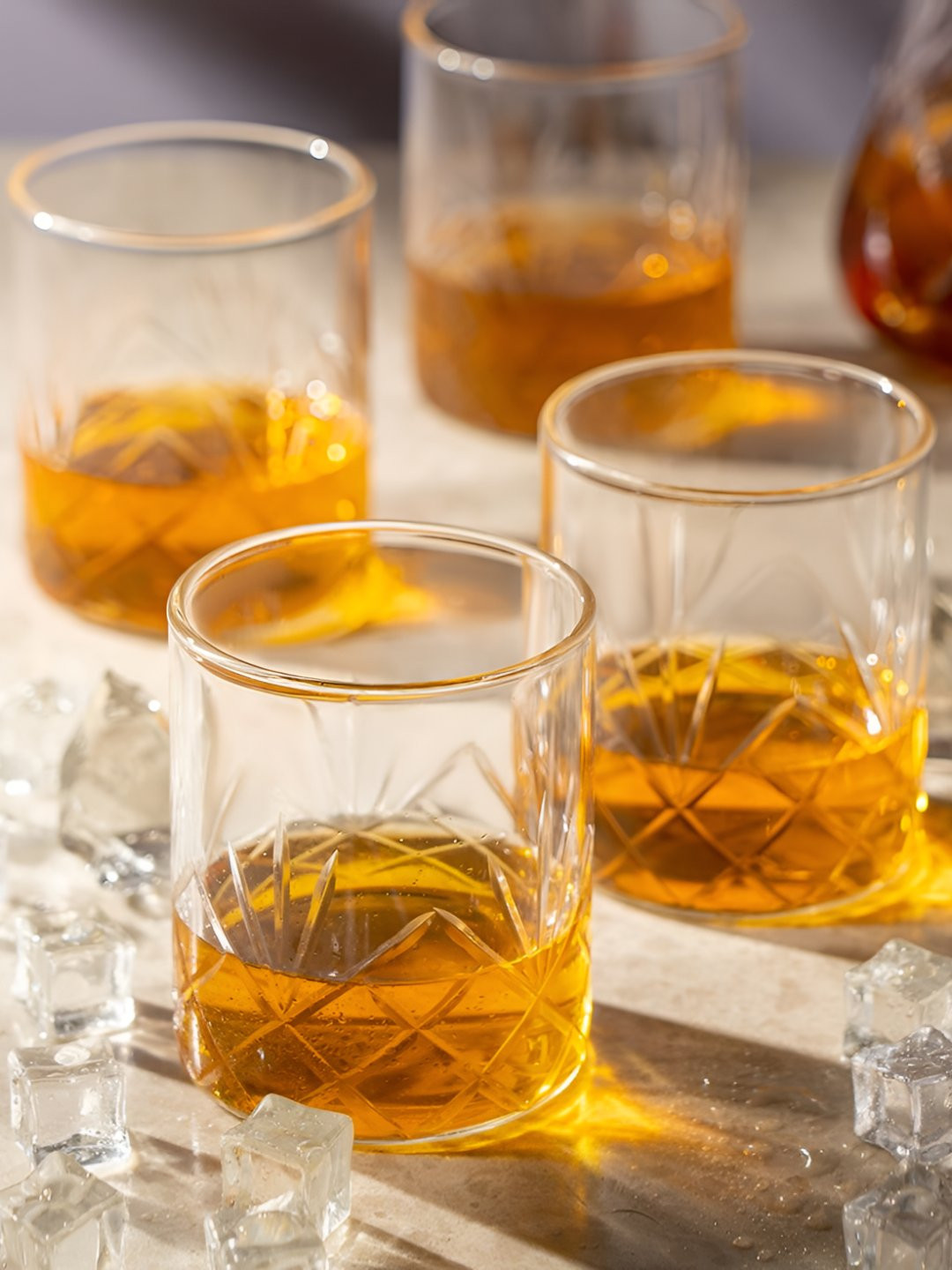 BOROSIL Transparent 4 Pieces Whisky Glasses - 350 ML