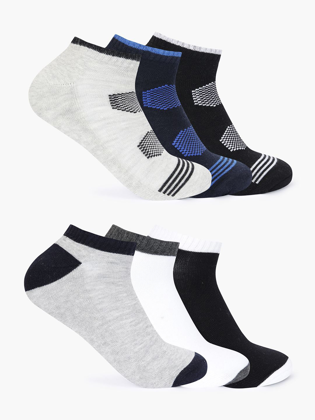 Mast & Harbour Unisex Pack Of 6 Patterned Ankle-Length Socks
