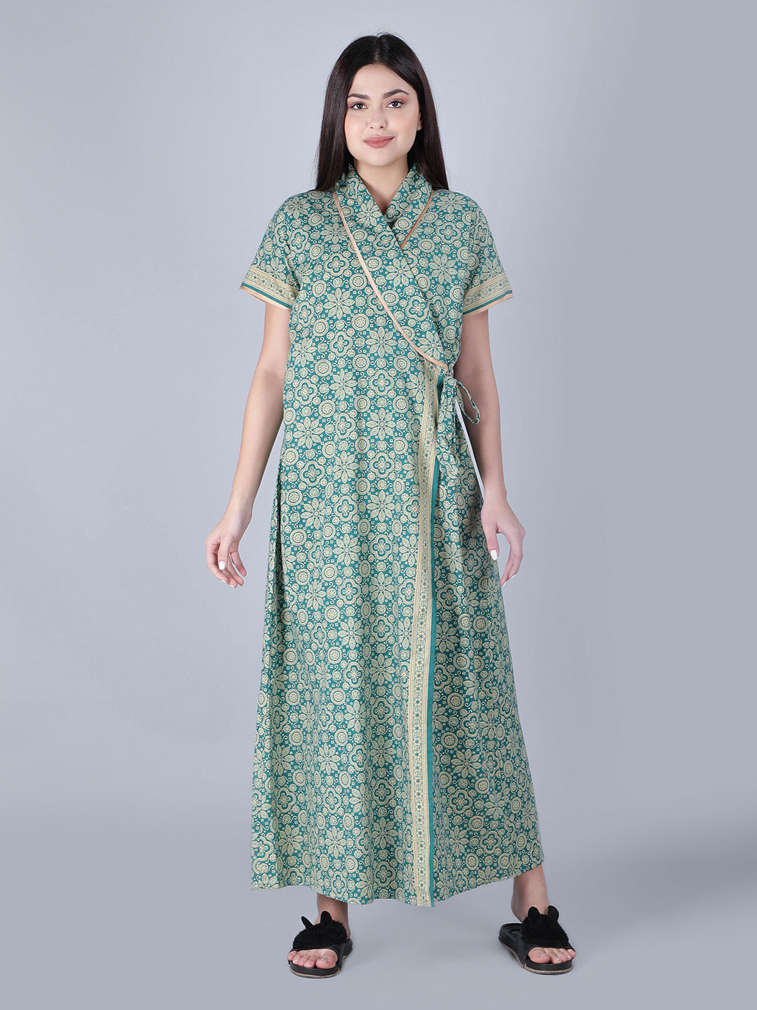 BELLAMY Women Printed Pure Cotton Robe