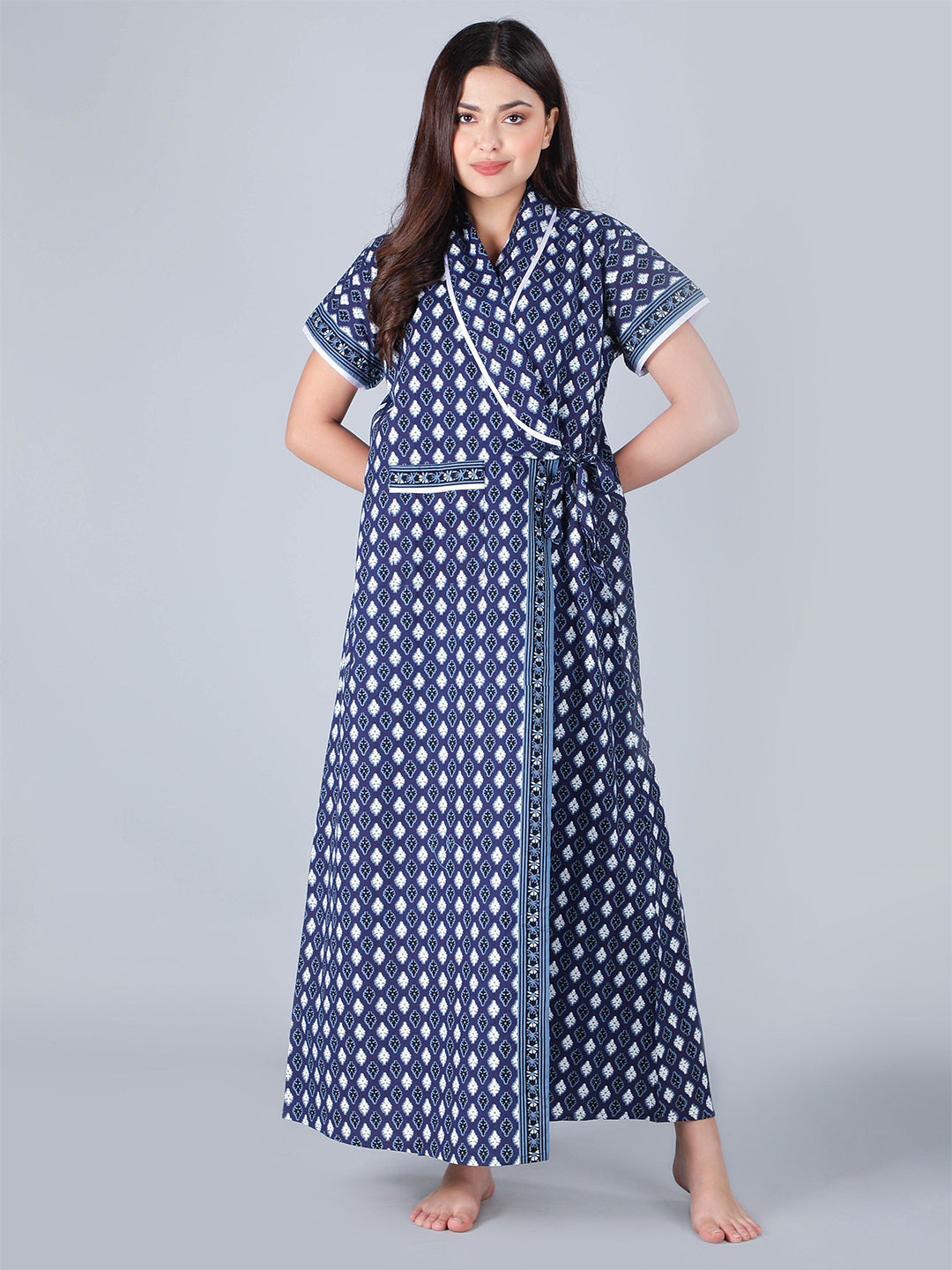 BELLAMY Women Printed Pure Cotton Robe