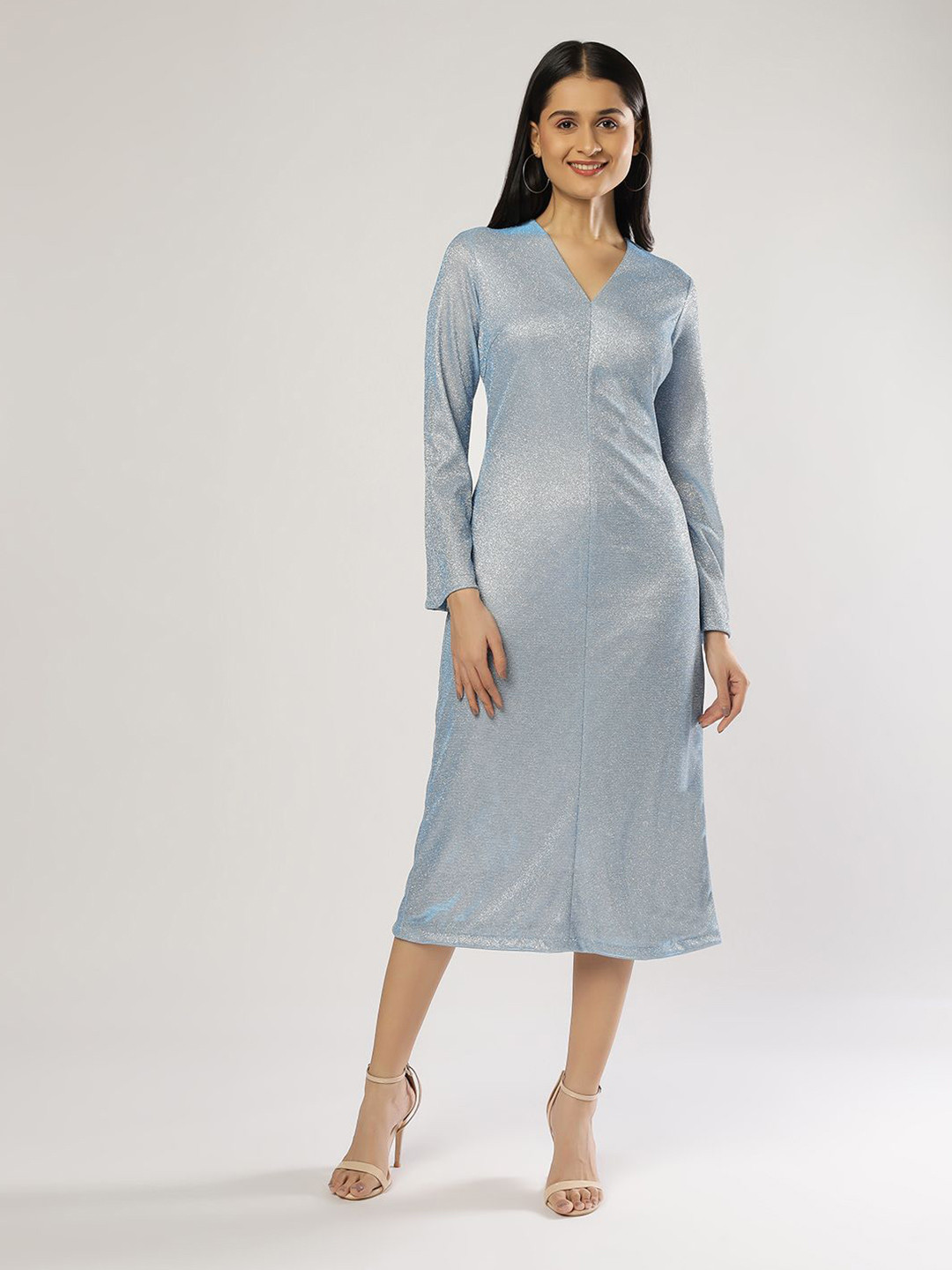 PEACH & PANDA Women Shimmer  A-Line Midi  Dress