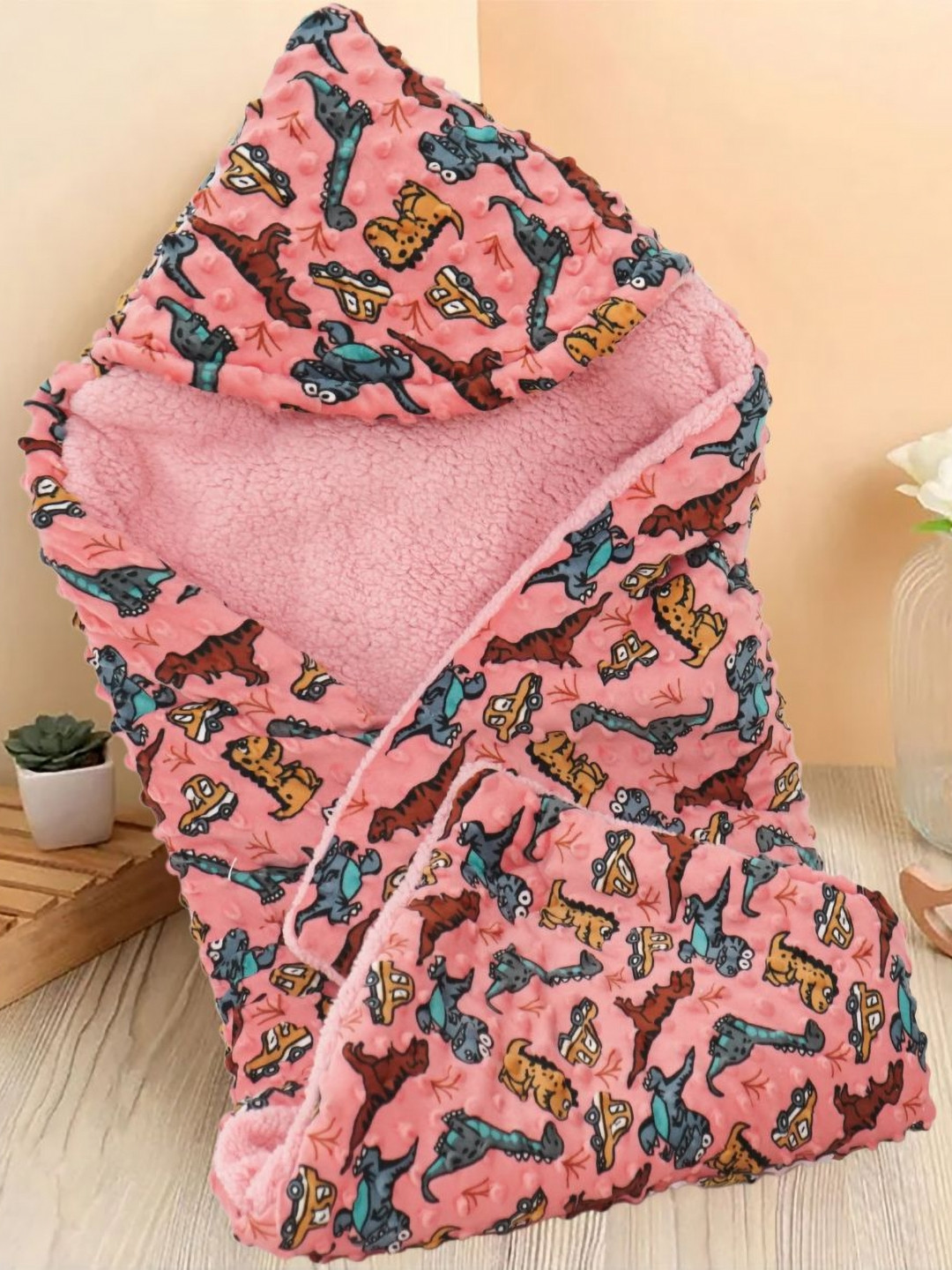 Florida Rose & Grey Cartoon Characters Swaddler Wrapper Flannel Single Bed Blanket