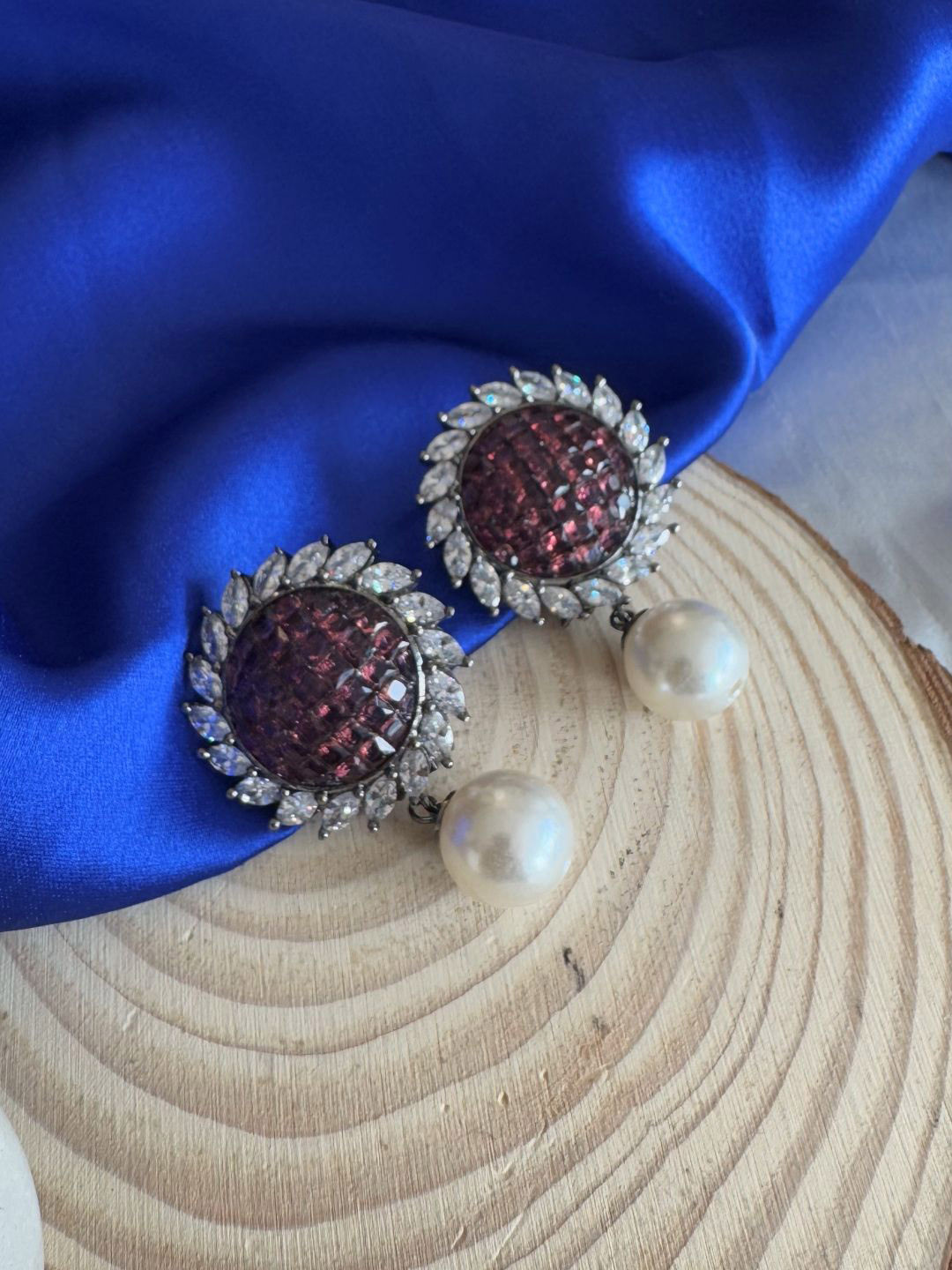 The Jewellery Tale Silver-Plated Artificial Pearls Beaded Floral Shaped Drop Earrings