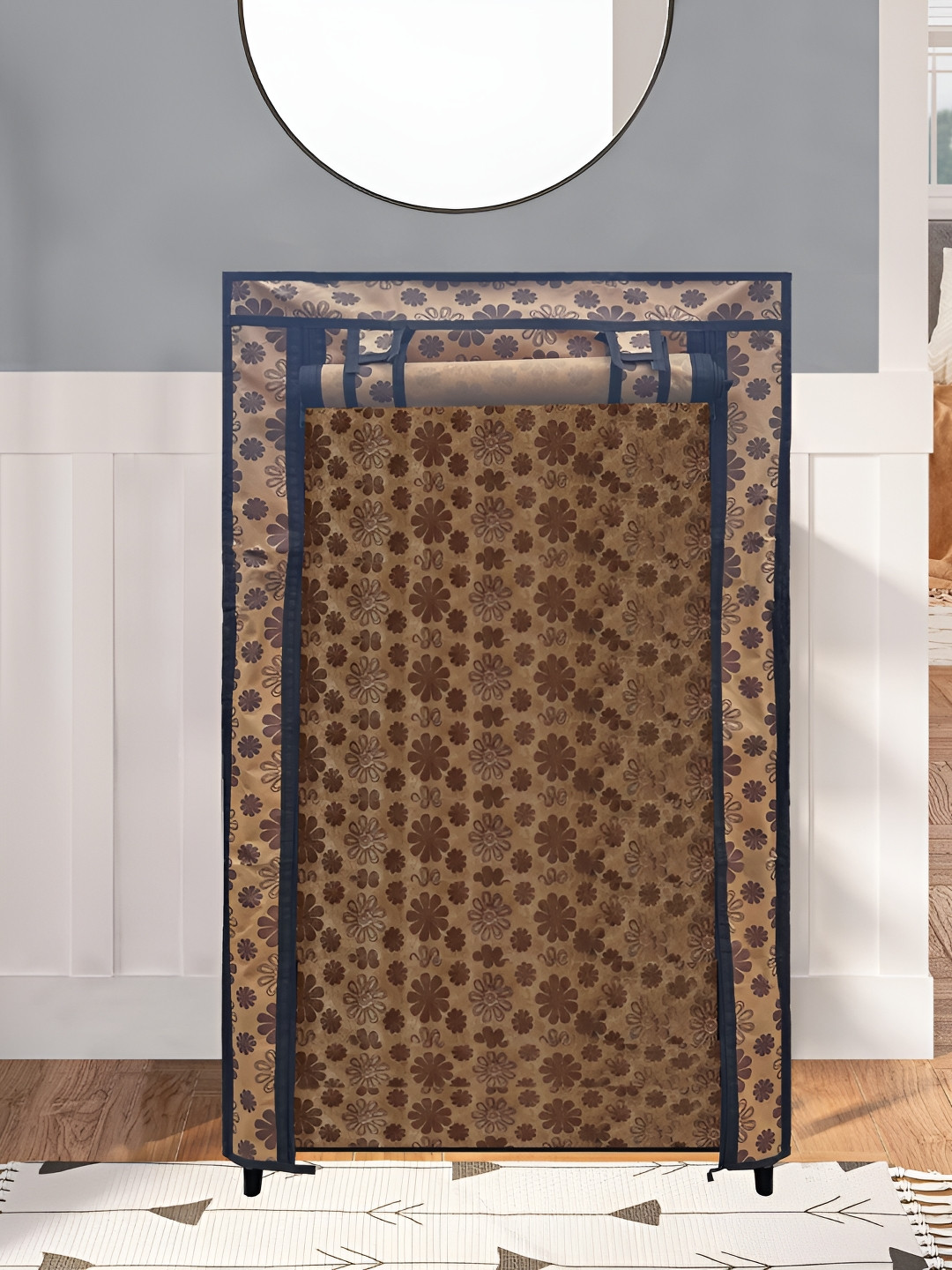 Urban Choice Brown & Black Printed Water Resistant 120 GSM Zipper 6 Layer Shoe Rack Cover