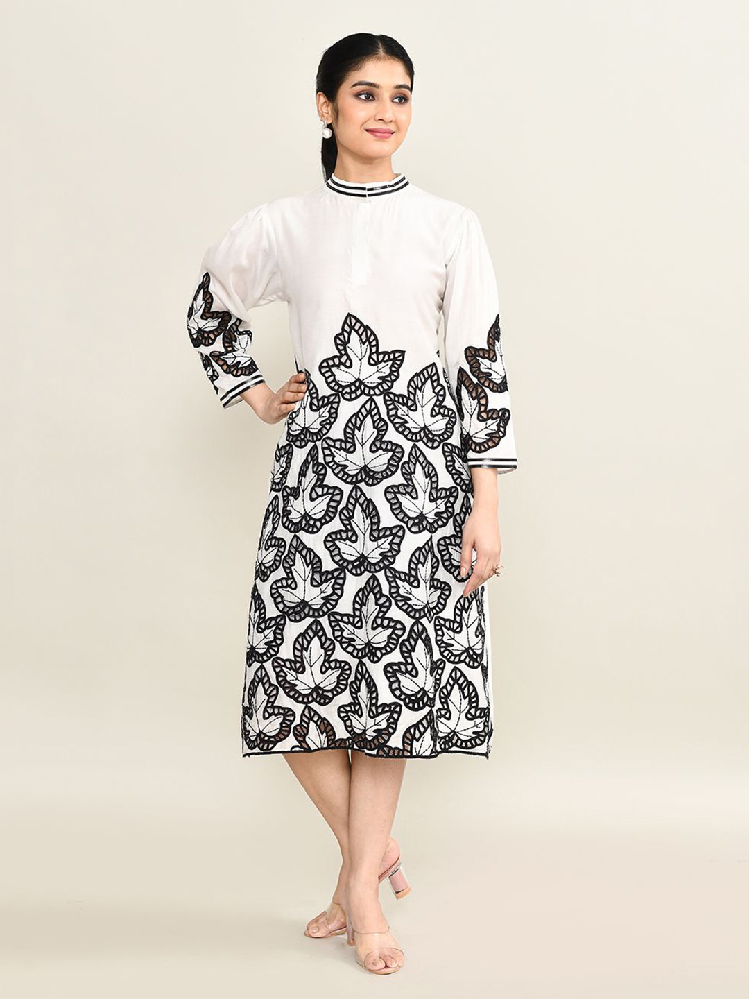The Maple Women Printed  A-Line Midi Dress