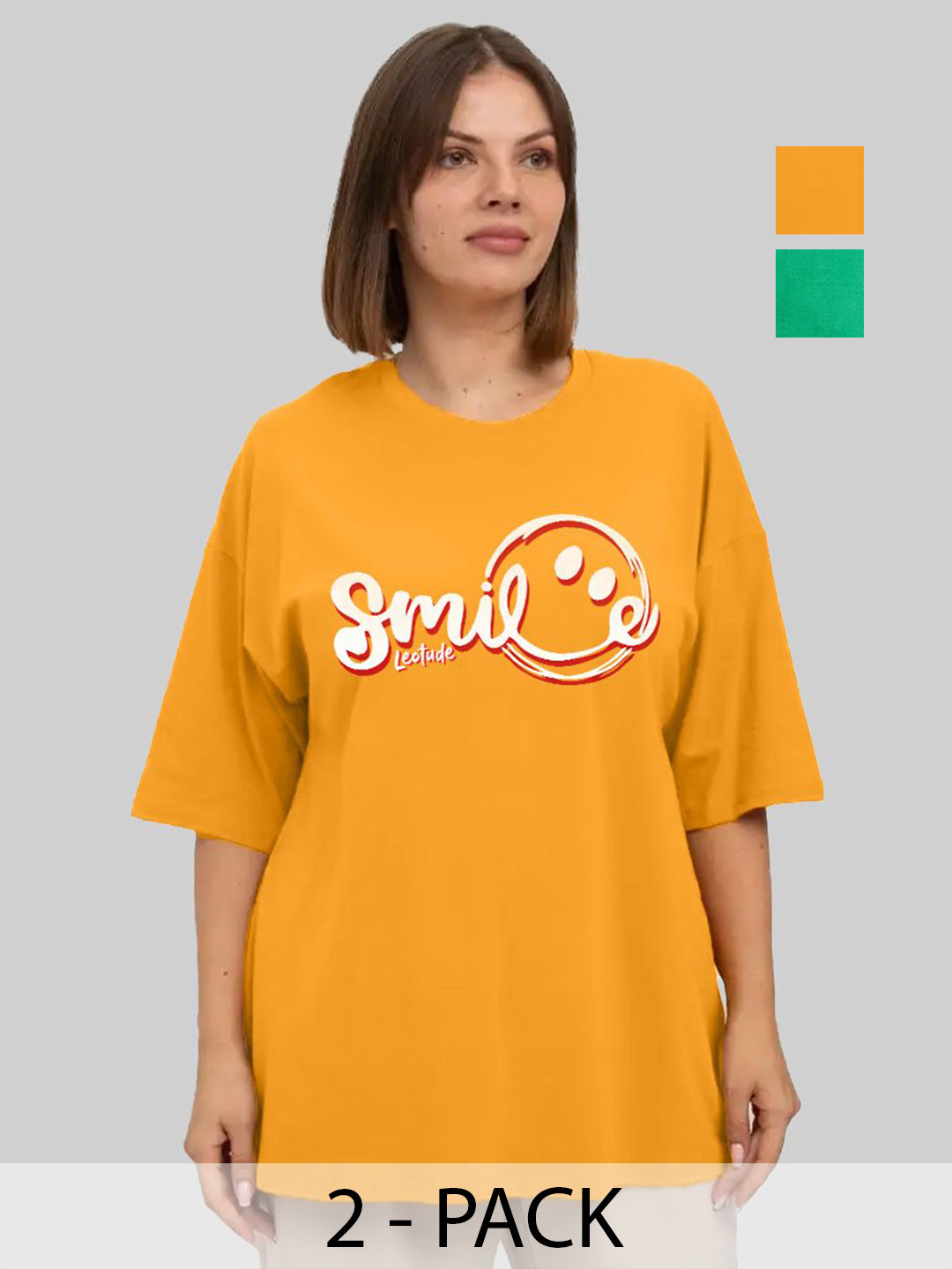 Leotude Women Pack Of 2 Hulk Graphic Printed Round Neck Cotton Oversized T-shirts