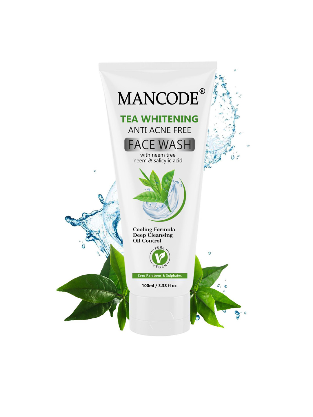 MANCODE Tea Whitening Anti-Acne Face Wash With Neem & Salicylic Acid - 100 ml
