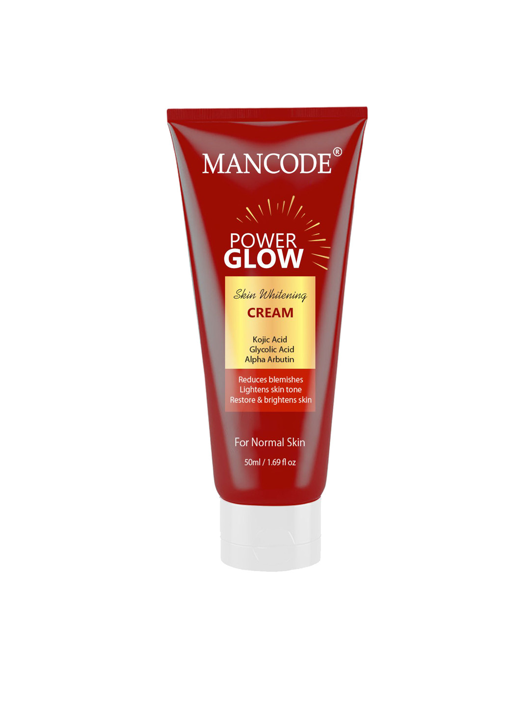 MANCODE Power Glow Skin Whitening Cream With Kojic Acid & Alpha Arbutin - 50 ml