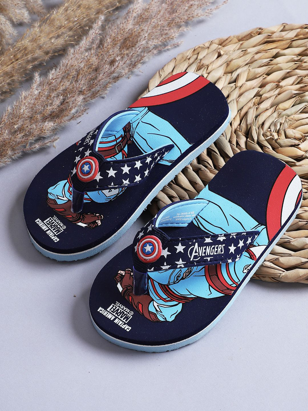 Kids Ville Boys Captain America Printed Thongs Flip Flop