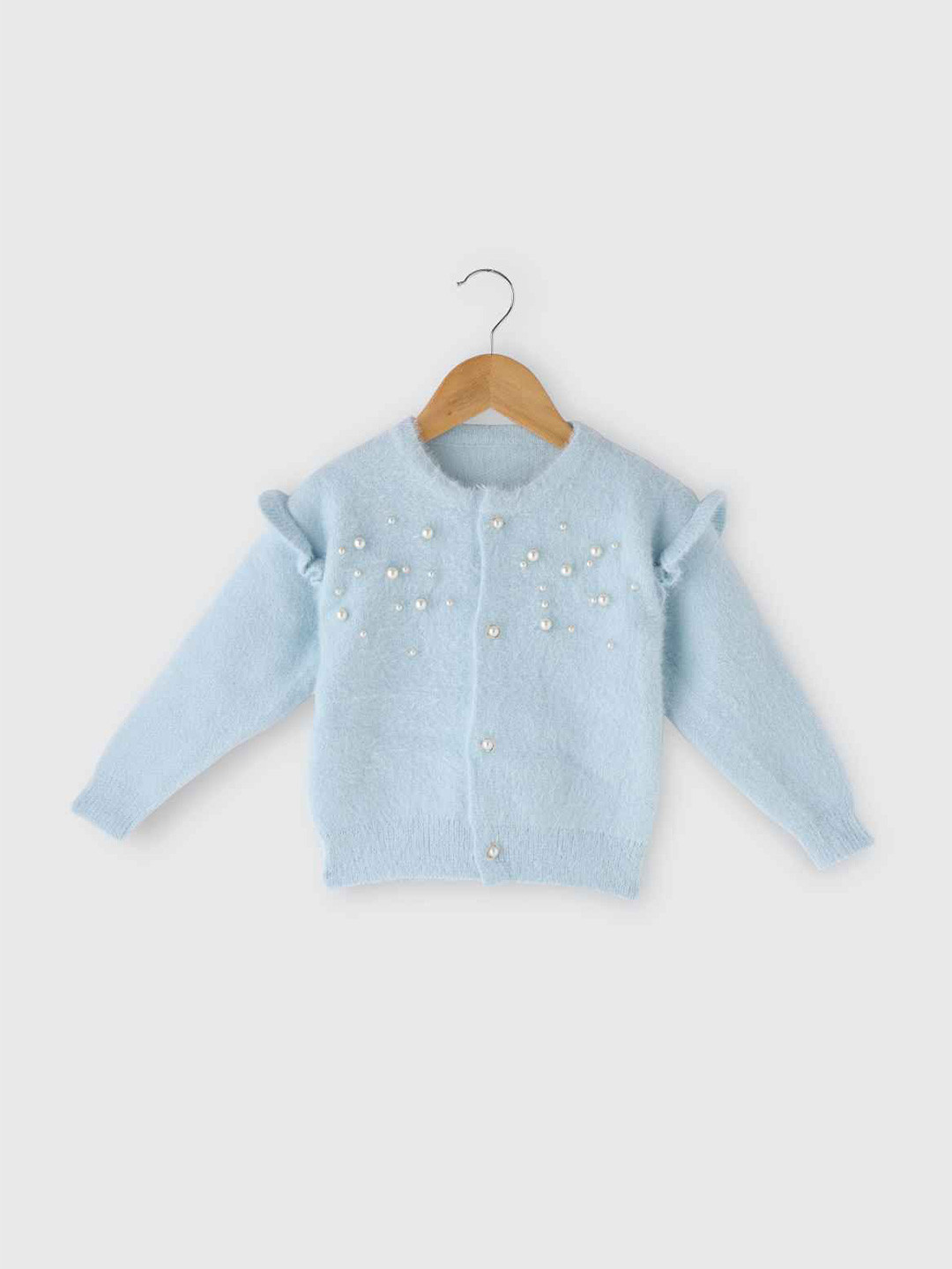 Lagorii Girls Full Sleeves With Embellished Cardigan - Blue