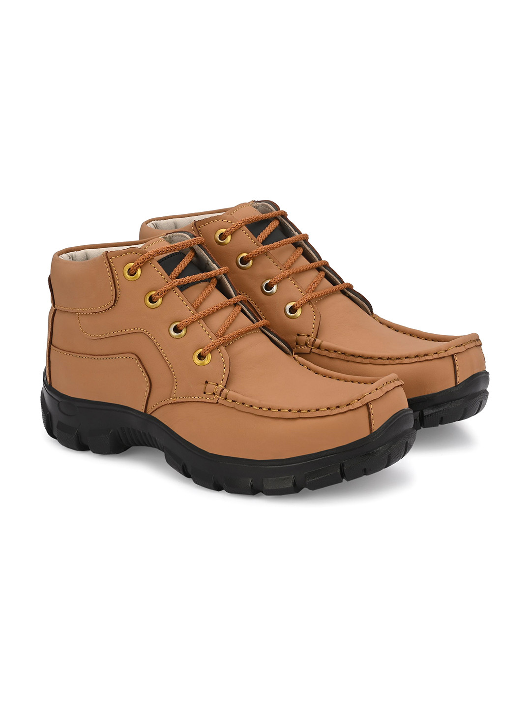 SHOE DAY Men Leather Mid-Top Regular Boots