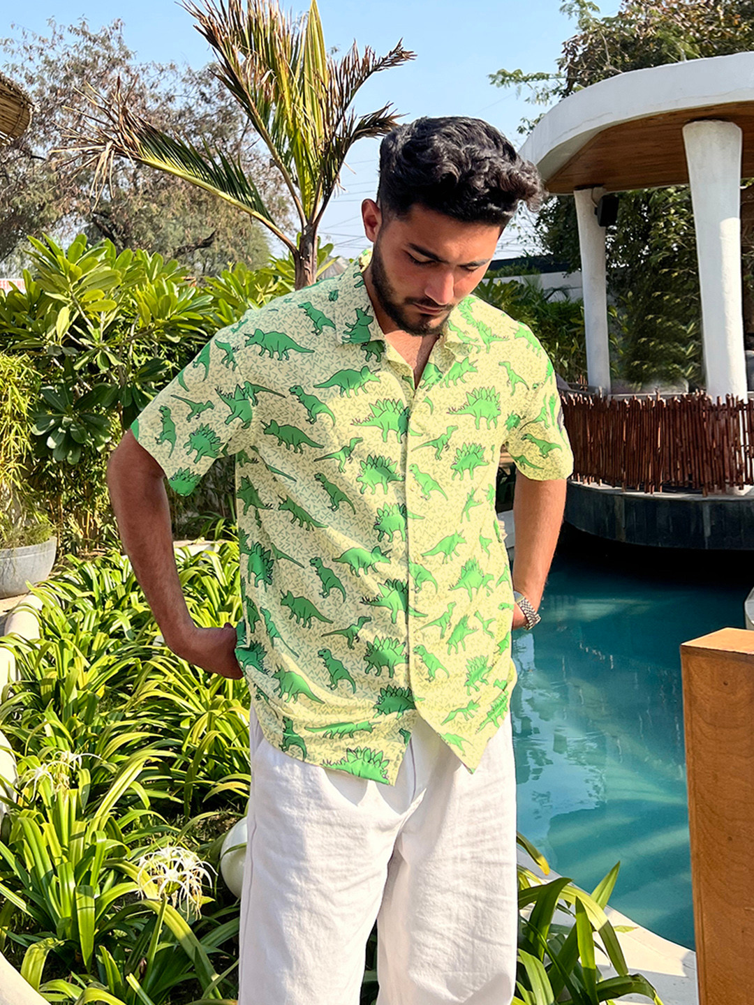 UNRL Animal Graphic Printed Relaxed Fit Casual Shirt