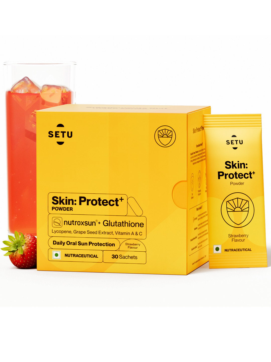 SETU Skin Protect Powder with NutroxSun & Glutathione - 30 N Sachets - Strawberry