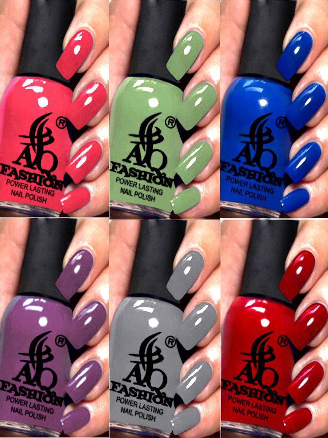 AQ FASHION Power Lasting Set Of 6 Quick Dry Glossy Nail Polish - 9 ml Each