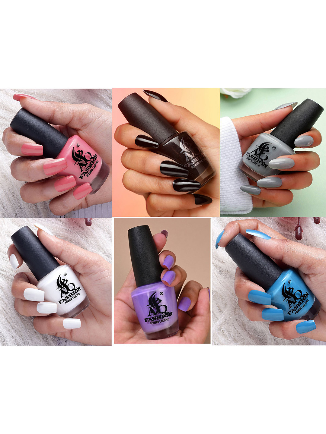 AQ FASHION Power Lasting Set Of 6 Base Coat Glossy Nail Polish - 15 ml Each