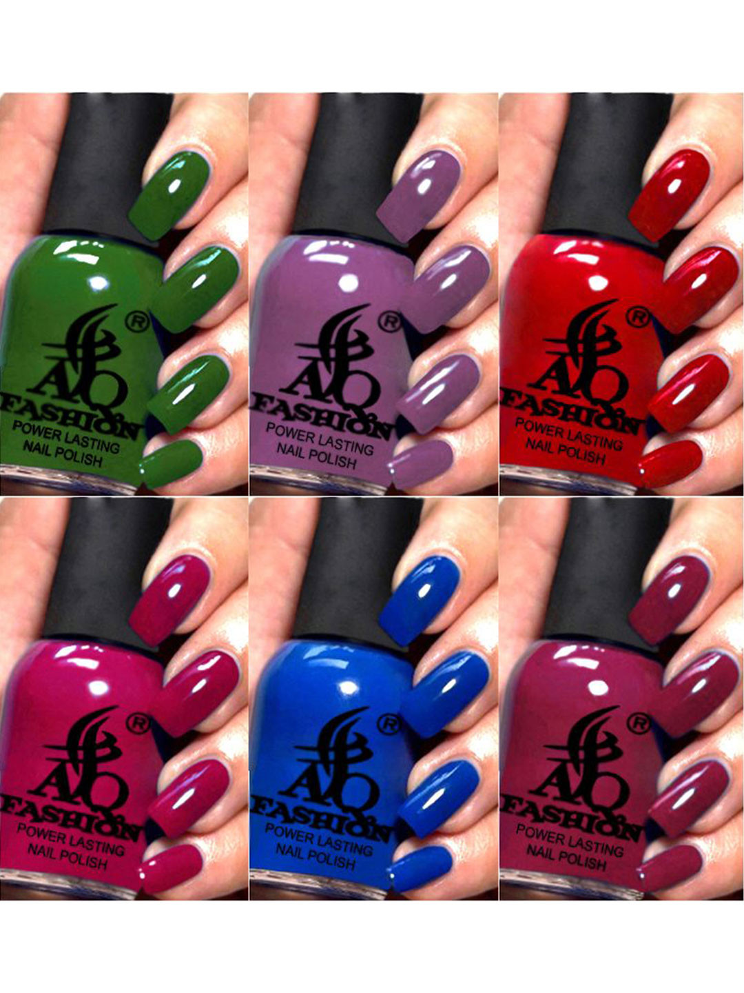 AQ FASHION Power Lasting Set Of 6 Quick Dry Glossy Nail Polish - 9 ml Each