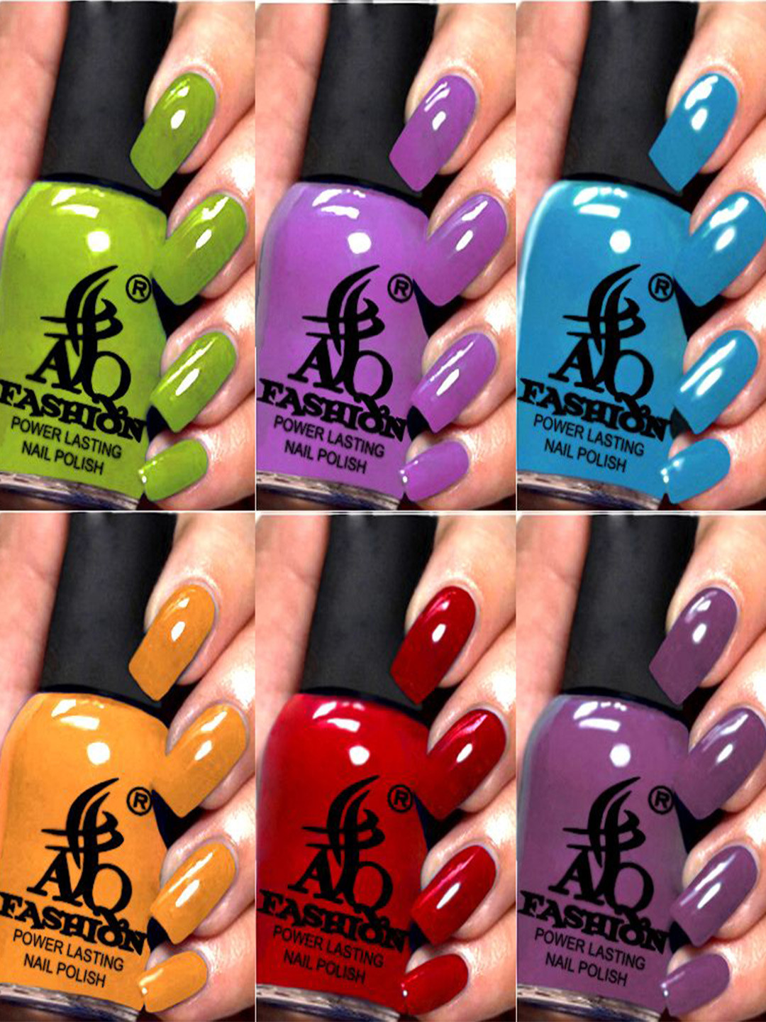 AQ FASHION Power Lasting Set Of 6 Quick Dry Glossy Nail Polish - 9 ml Each