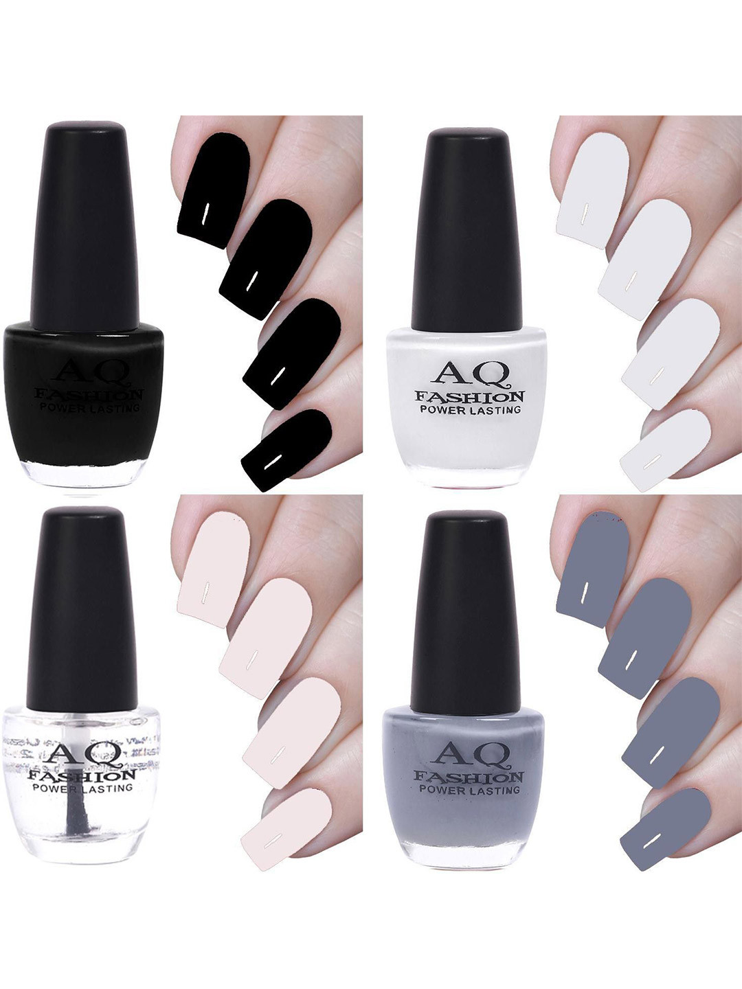 AQ FASHION Set Of 4 Power Lasting Glossy Quick Dry Nail Polish - 12 ml Each