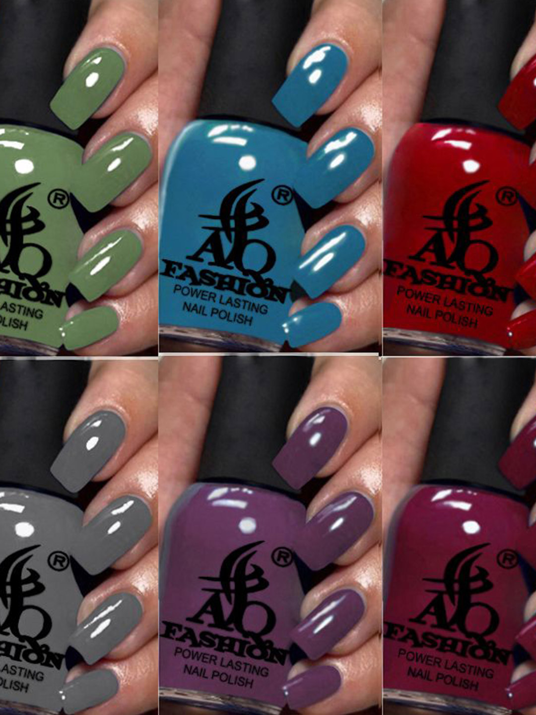AQ FASHION Set Of 6 Power Lasting Glossy Quick Dry Nail Polish - 9 ml Each