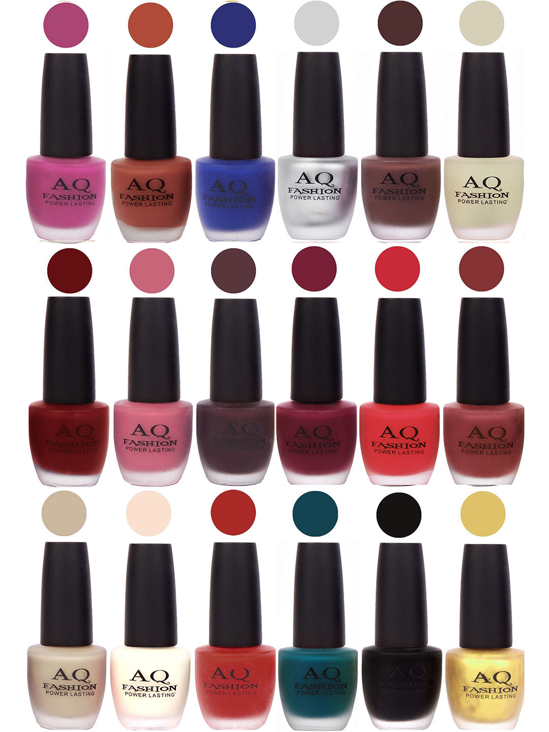 AQ FASHION Set Of 18 Power Lasting Glossy Quick Dry Nail Polish - 12 ml Each